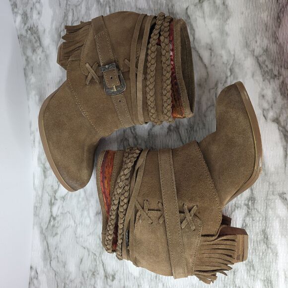 Naughty Monkey Boots Brown Fringe Suede Western Heel  Womens US 7.5 Boho Y2K - Picture 9 of 13